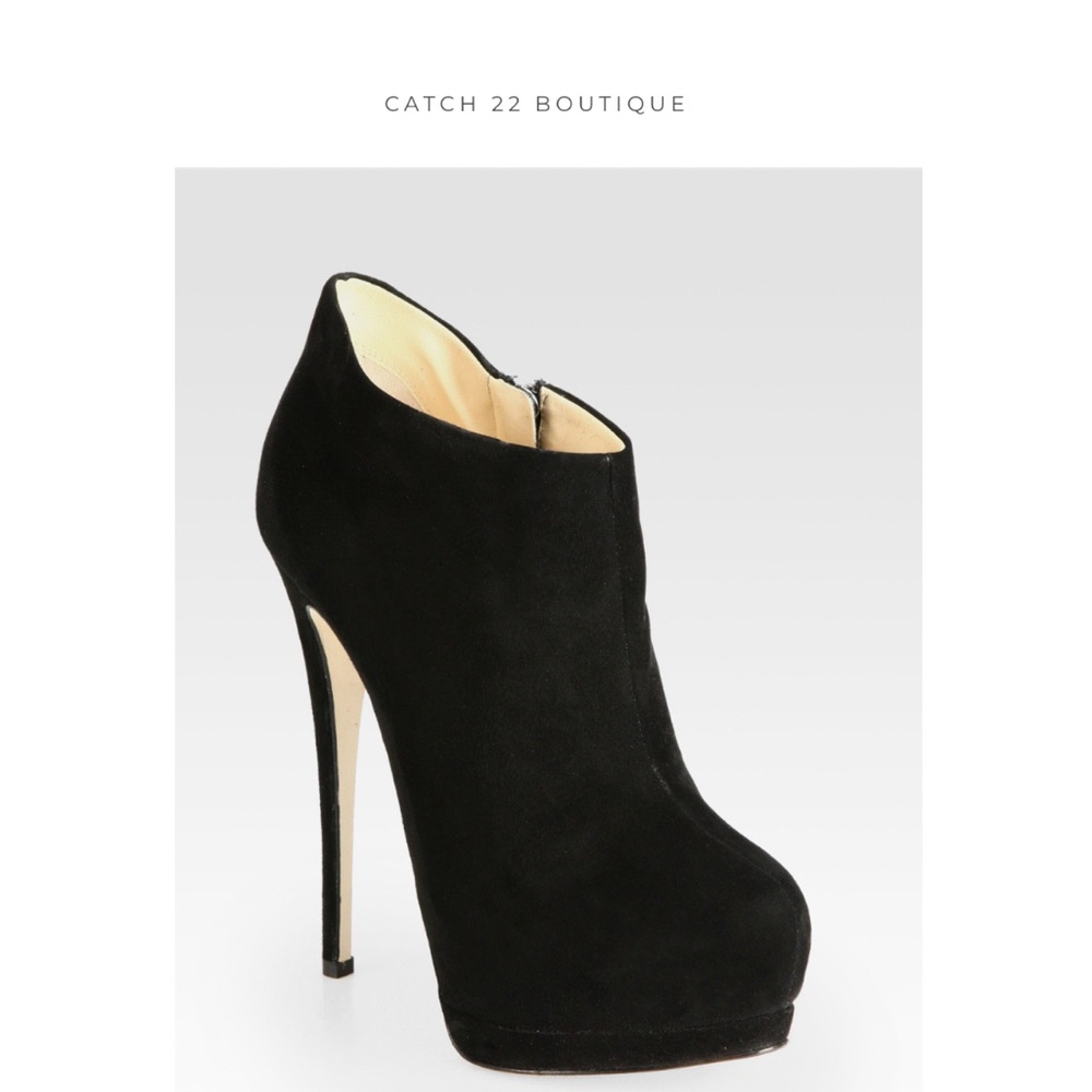 Giuseppe Zanotti Black Suede Platform Ankle Boots SZ 37 1/2